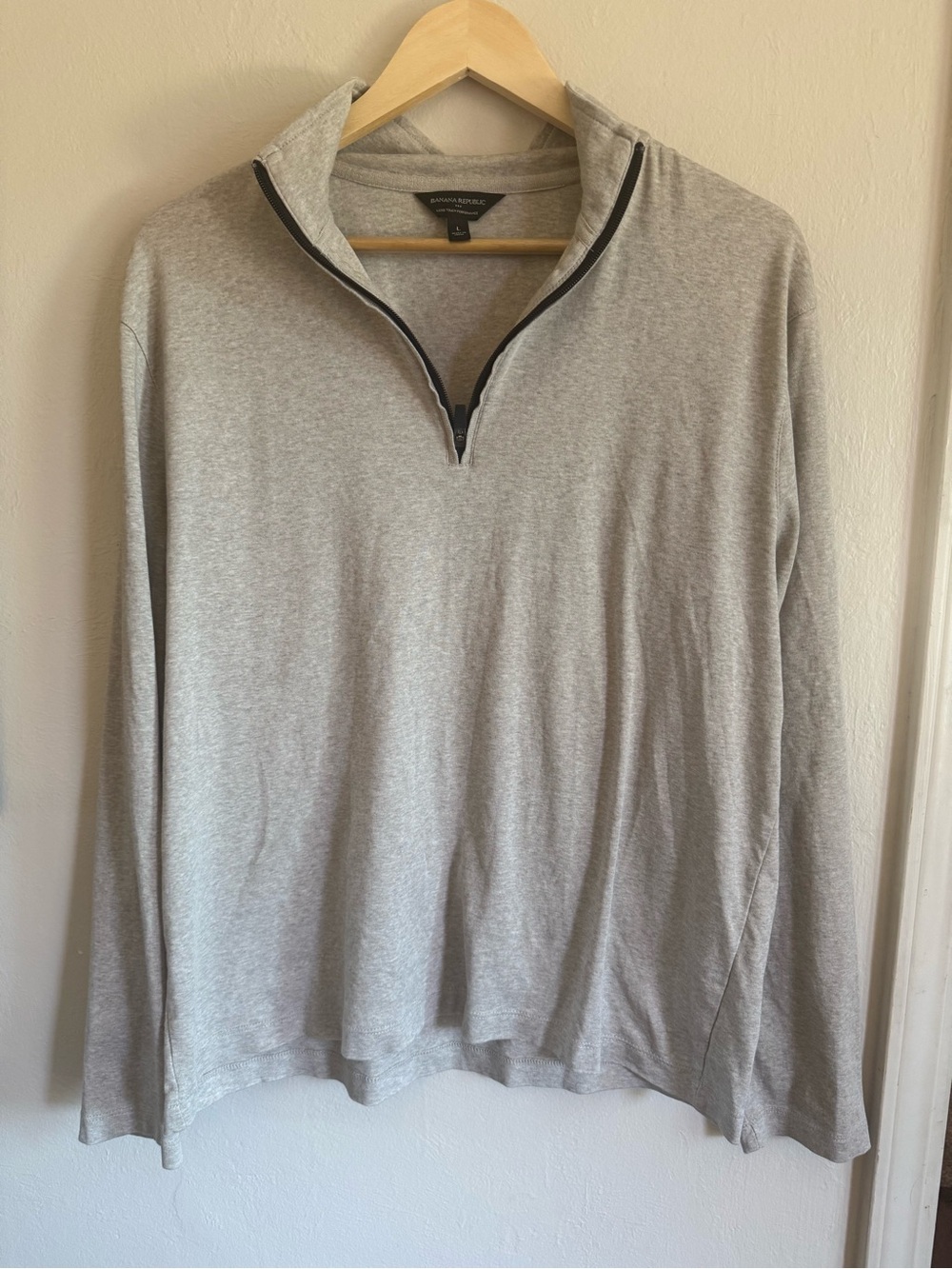 Banana Republic Men's Gray Quarter Zip Pullover Sweater Knit size L